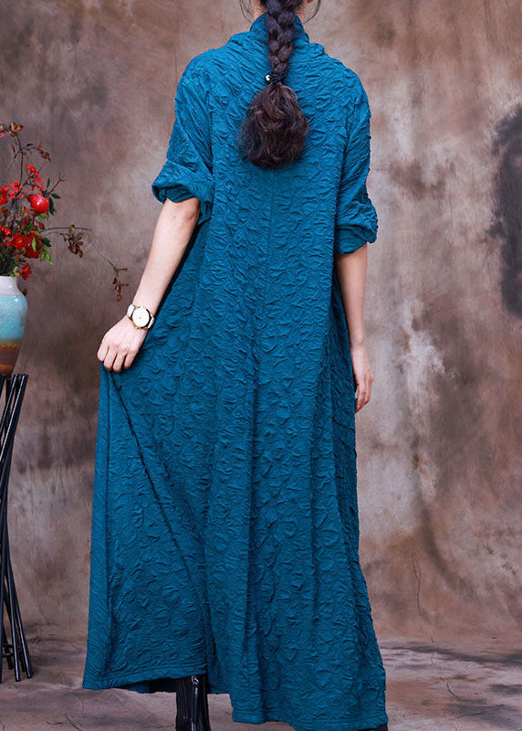 Plus Size Blue Pockets Dress Spring