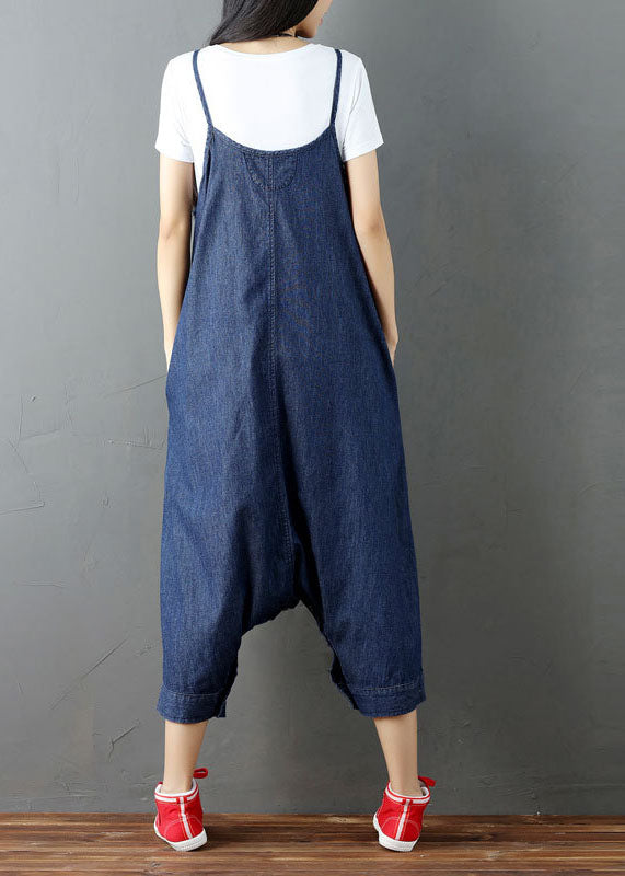 Plus Size Blaue Taschen Haremshose Overalls Frühling