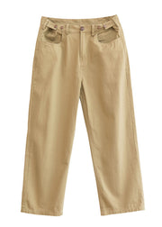 Plus Size Boho Khaki Cotton Casual Pants Spring