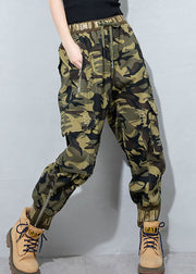 Plus Size Camouflage hole drawstring Pockets Pants Spring