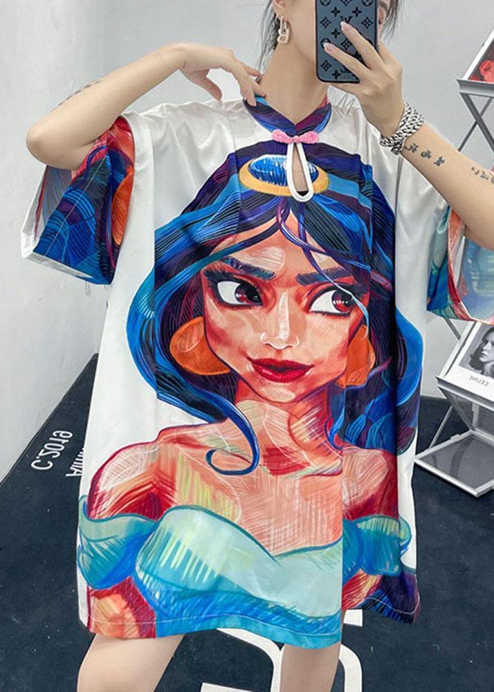 Plus Size Cartoon character Half Sleeve Vacation Dress Summer - bagstylebliss