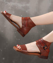 Plus Size Chocolate best sandals for walking Cowhide Leather - bagstylebliss