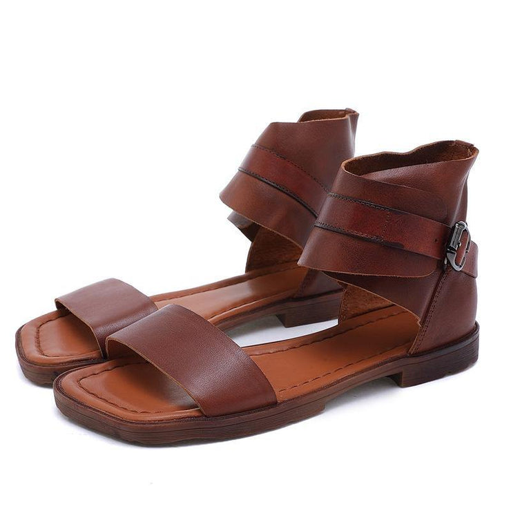 Plus Size Chocolate best sandals for walking Cowhide Leather - bagstylebliss