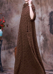 Plus Size Chocolate Asymmetrical Long Dress Spring