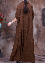 Plus Size Chocolate Asymmetrical Long Dress Spring