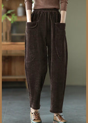 Plus Size Chocolate Pockets Warm thick Fleece Pants Winter