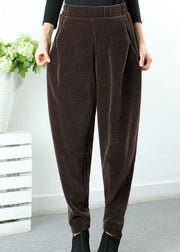 Plus Size Chocolate asymmetrical design Pockets Thick Harem Winter Pants