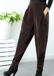 Plus Size Chocolate asymmetrical design Pockets Thick Harem Winter Pants