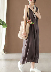 Plus Size Dark Chocolate Cotton Vacation Spaghetti Strap Dresses Summer