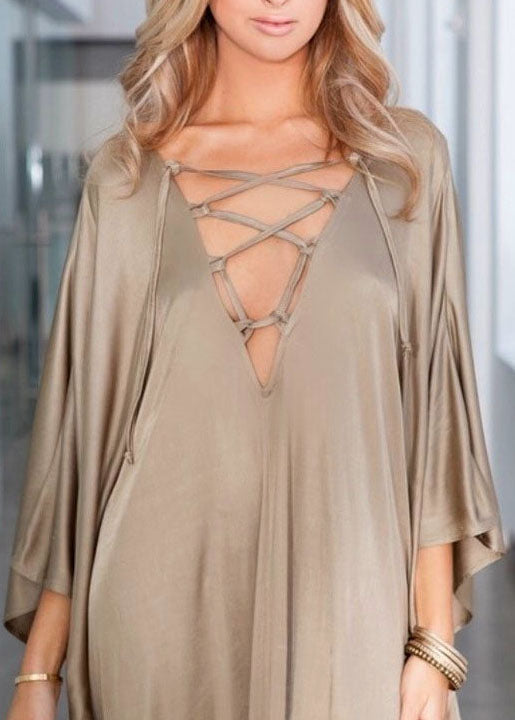 Plus Size Gold Frenulum Chiffon Batwing Sleeve kimono Robe Summer Maxi Dress