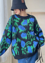 Plus Size Green O-Neck cozy Knit Winter sweaters