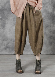 Plus Size Khaki Casual Patchwork Crop Fall Pants - bagstylebliss