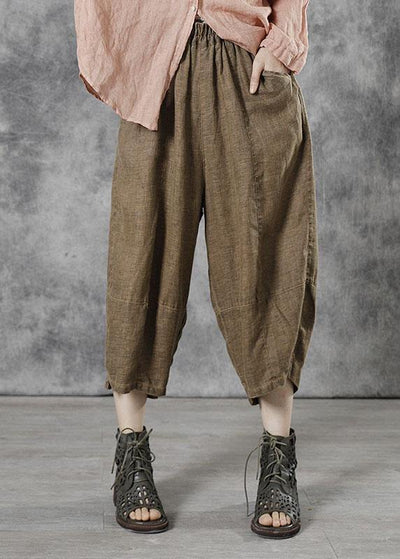 Plus Size Khaki Casual Patchwork Crop Fall Pants - bagstylebliss