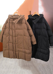 Plus Size Khaki Oversized Patchwork Pockets Duck Down Winter Coats