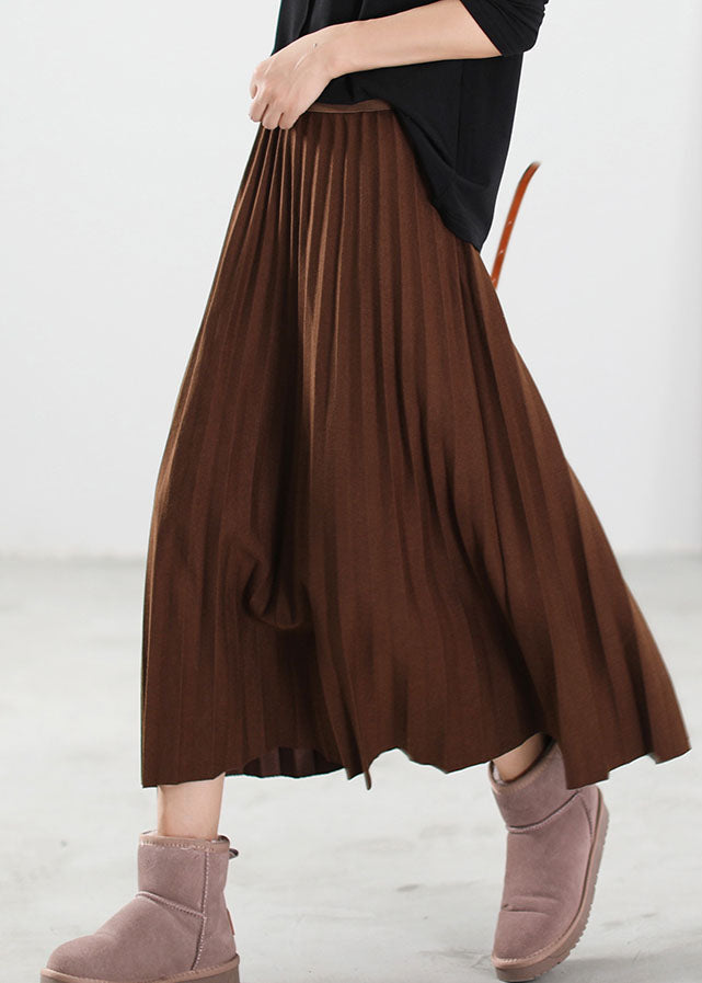 Plus Size Natural Chocolate thick pleated skirt Winter