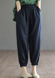 Plus Size Navy elastic waist harem Cotton Pants Summer