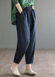 Plus Size Navy elastic waist harem Cotton Pants Summer