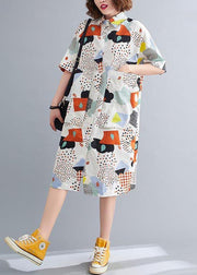 Plus Size Orange Print Cotton Pockets Summer Dresses - bagstylebliss