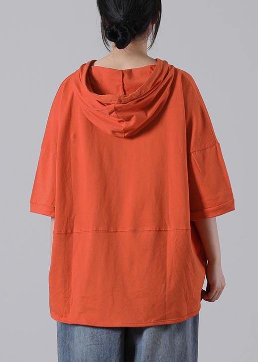 Plus Size Orange Print Cotton Sweatshirts Top - bagstylebliss