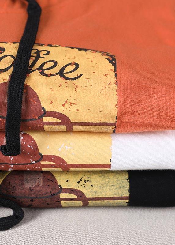 Plus Size Orange Print Cotton Sweatshirts Top - bagstylebliss