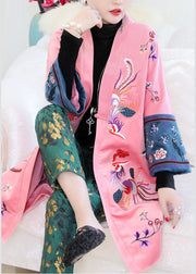 Plus Size Pink Oriental Velour warm Winter Coats