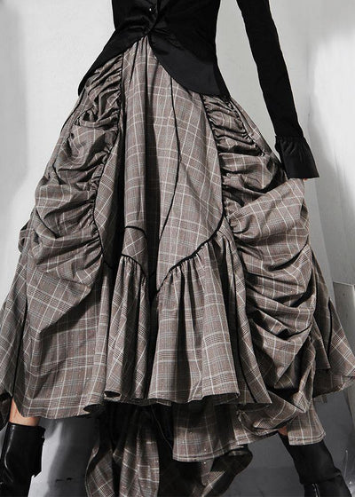 Plus Size Plaid Asymmetrical design Cinched Summer A Line Skirt - bagstylebliss