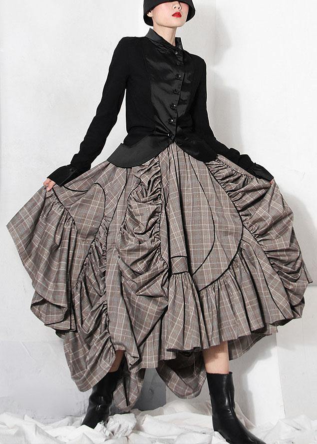 Plus Size Plaid Asymmetrical design Cinched Summer A Line Skirt - bagstylebliss