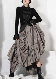 Plus Size Plaid Asymmetrical design Cinched Summer A Line Skirt - bagstylebliss