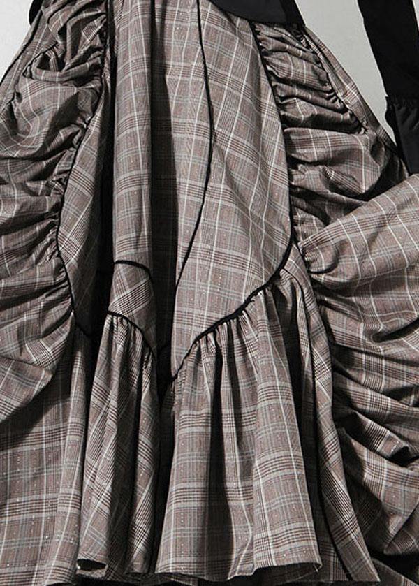 Plus Size Plaid Asymmetrical design Cinched Summer A Line Skirt - bagstylebliss