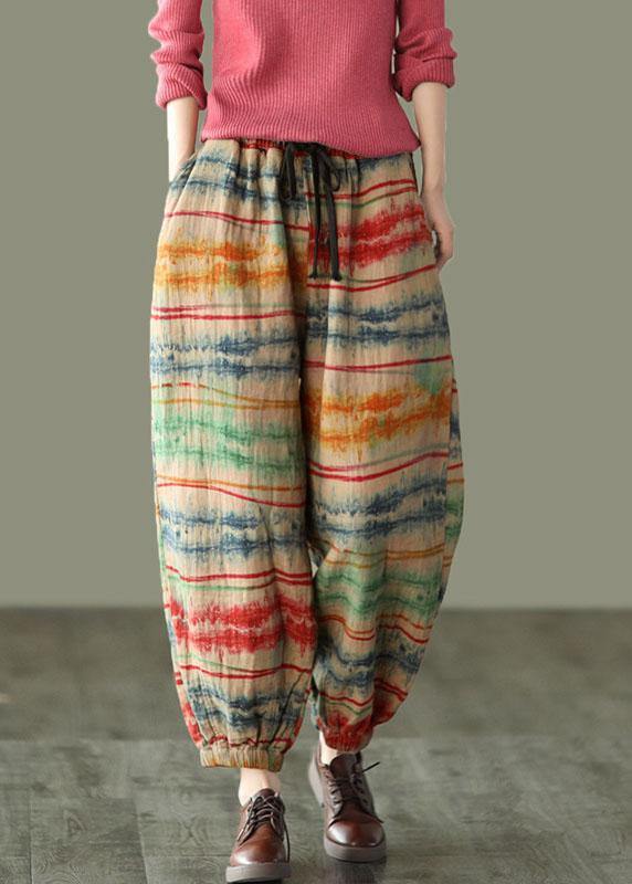 Beautiful Sunset Print Fall Linen Harem Pants-Limited Stock - bagstylebliss