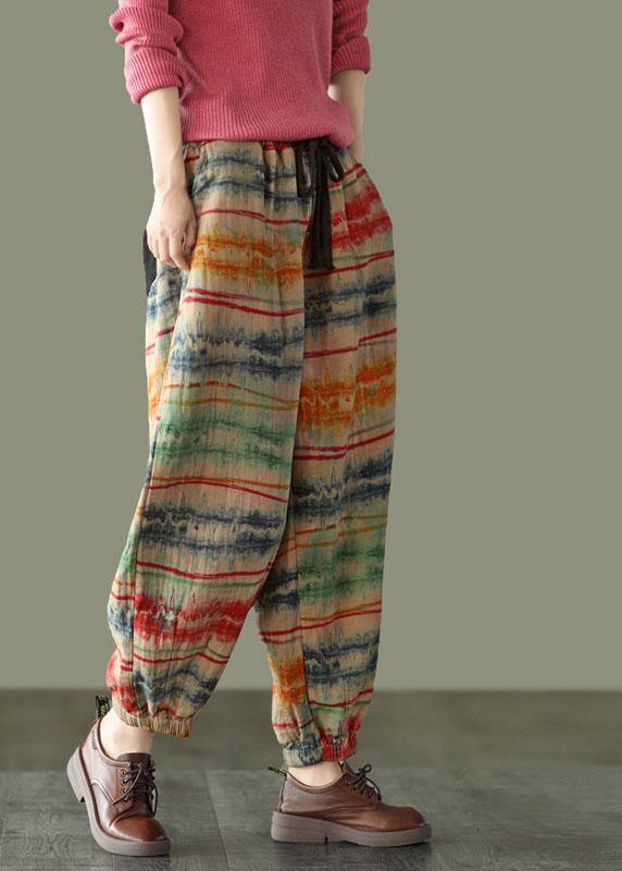 Beautiful Sunset Print Fall Linen Harem Pants-Limited Stock - bagstylebliss