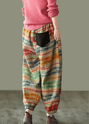 Beautiful Sunset Print Fall Linen Harem Pants-Limited Stock - bagstylebliss