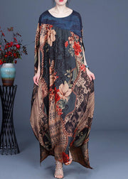 Plus Size Print asymmetrical design Patchwork Silk Vacation Dresses Summer - bagstylebliss