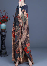 Plus Size Print asymmetrical design Patchwork Silk Vacation Dresses Summer - bagstylebliss