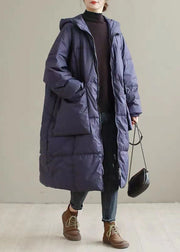 Plus Size Purple Hooded thick Duck Down Coats Winter