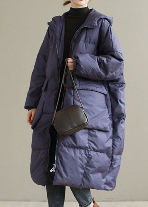 Plus Size Purple Hooded thick Duck Down Coats Winter