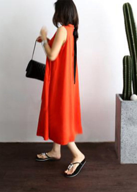 Plus Size Red O-Neck Pockets Jumpsuit Pants Summer