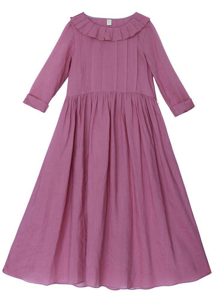 Plus Size Rose Ruffles Cinched Party Summer Linen Dress - bagstylebliss