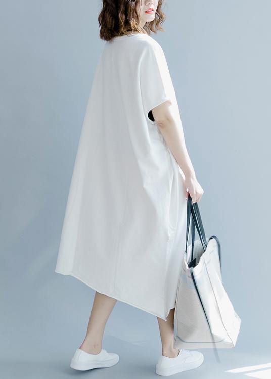 Plus Size White O-Neck Cotton Summer Maxi Dresses - bagstylebliss