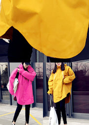 Plus Size Yellow Casual Patchwork Pockets Fall Coats