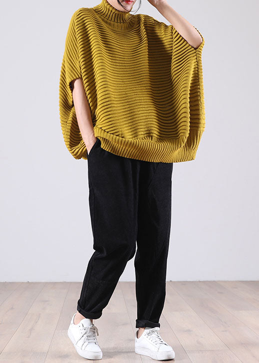 Plus Size Yellow Turtle Neck Sleeveless Knit sweaters