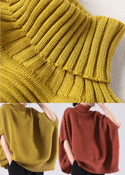 Plus Size Yellow Turtle Neck Sleeveless Knit sweaters