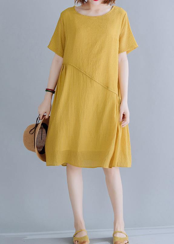 Plus Size Yellow asymmetrical design Maxi Summer Chiffon Dress - bagstylebliss