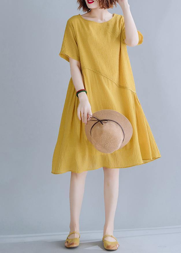 Plus Size Yellow asymmetrical design Maxi Summer Chiffon Dress - bagstylebliss