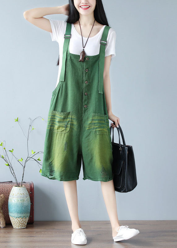 Plus size Green pocket hot pants Jumpsuit Summer