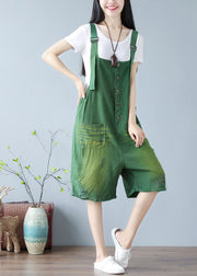 Plus size Green pocket hot pants Jumpsuit Summer