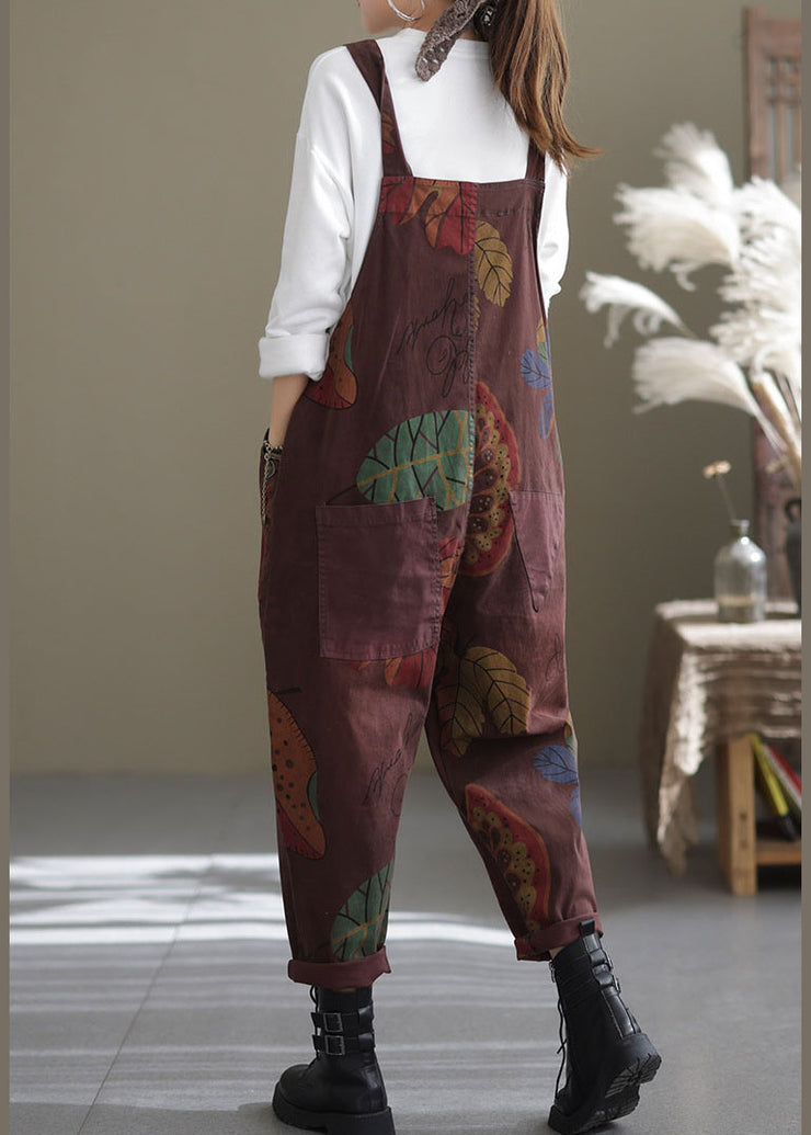 Plus size Mulberry pockets Print Jumpsuit Spring