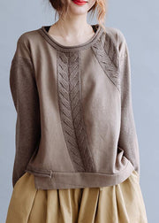 Pullover chocolate crane tops o neck casual sweaters - bagstylebliss