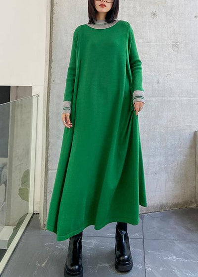 Pullover green Sweater dresses plus size o neck exra large hem DIY  sweater dresses - bagstylebliss