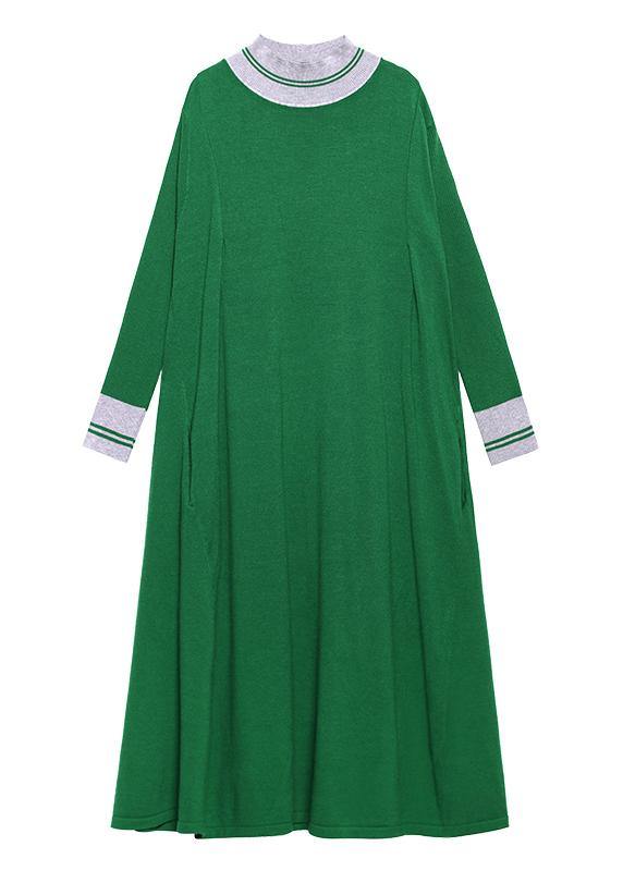 Pullover green Sweater dresses plus size o neck exra large hem DIY  sweater dresses - bagstylebliss